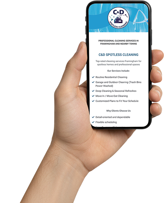 CD Spotless Cleaning (Professional Cleaning Services in Framingham MA and nearby towns) Cartão Virtual e Business Card